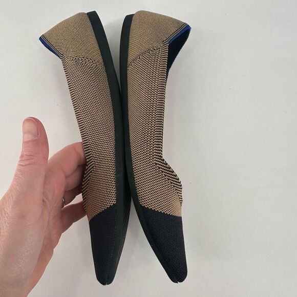 Rothy's Retired THE POINT Pointed Toe Ballet Flats DUNE CAP TOE Size 10 Black Ta - Picture 5 of 10